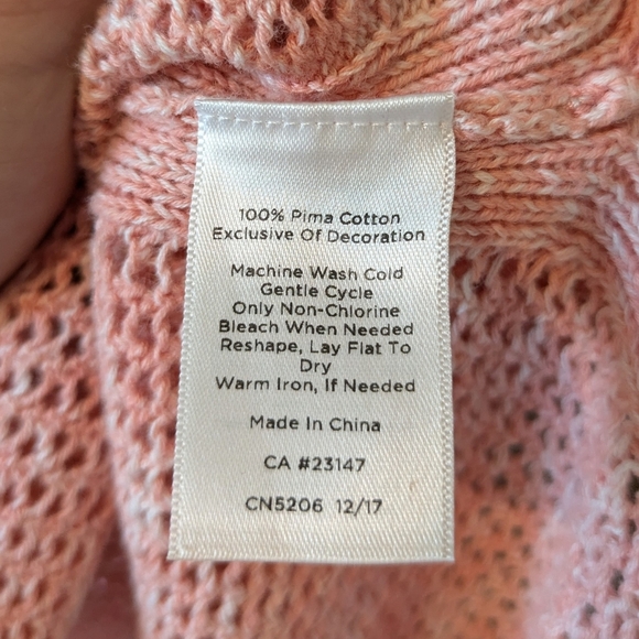 Talbots Pink Crochet Knit Top with Tassel Detail Size MP - Picture 6 of 6